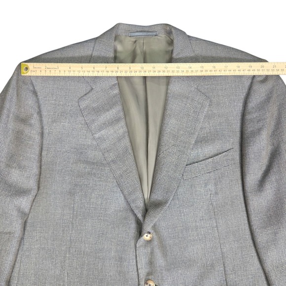Vtg Ermenegildo Zegna Neiman Marcus Blazer Jacket Cashmere 50L Blue Gold Gray - Picture 14 of 16